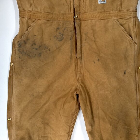 Vintage Carhartt Coveralls Quilted Insulated Duck Tan Mens 48 Red Lined X01 BRN - Picture 12 of 16